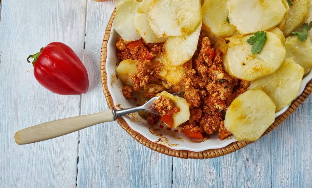 Potato mousaka balkan cuisine - Nosta restaurant Cork