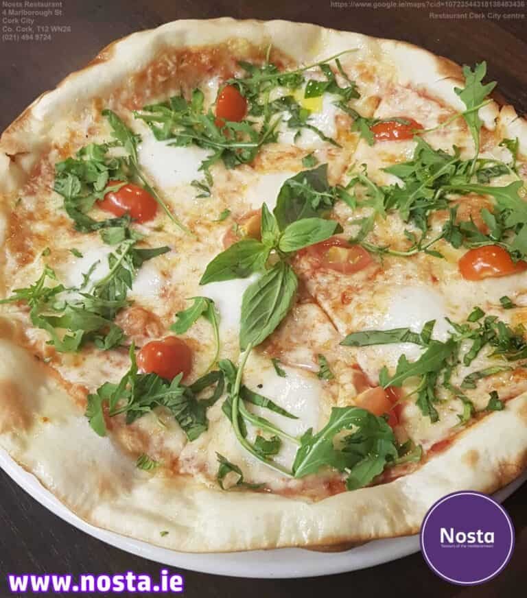 Basil & mozzarella pizza - Nosta restaurant Cork City centre
