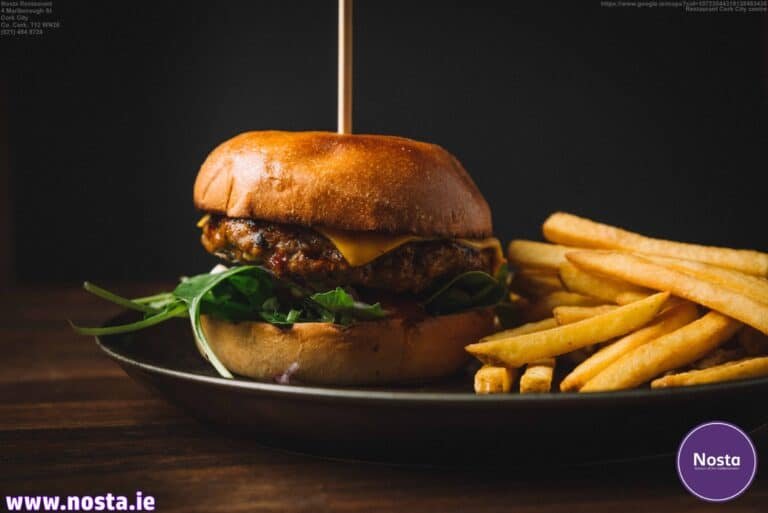 Nosta burger with cheese - Nosta restaurant Cork City centre